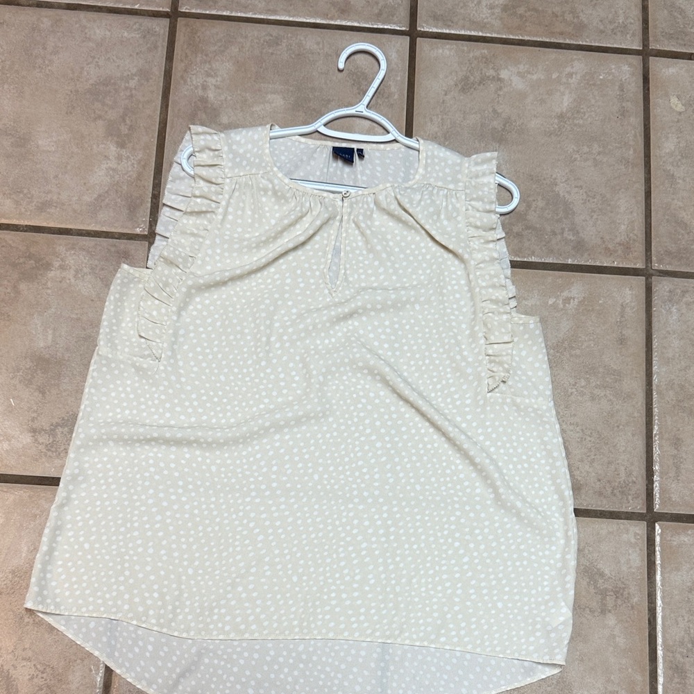 Cream Sleeveless Ruffle Top